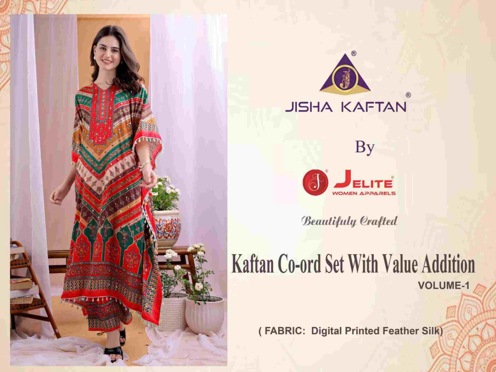 Jisha Kaftan Co Ord Set With Value Addition Volume 1 Poly Feather Silk Orders In India